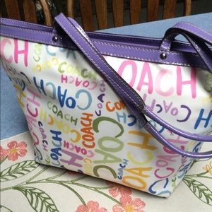 Coach colorful doodle tote